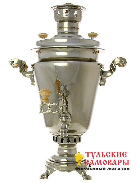 Угольный самовар 5 литров конус никелированный фото 1 — Samovars.ru