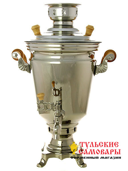Электрический самовар 4 литра никелированный "конус" с автоматическим отключением при закипании воды, арт. 144542к фото 1 — Samovars.ru