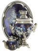 Набор самовар электрический 3 литра с художественной росписью "Жостово на синем фоне", арт. 140257 фото 1 — Samovars.ru