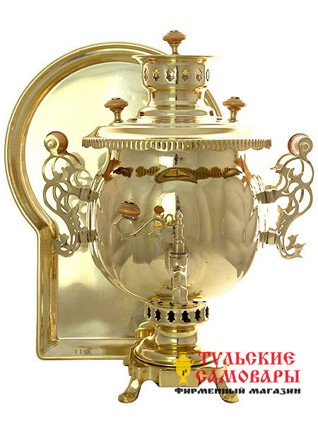 Набор самовар дровяной 4,5 л желтый шар "Подарочный" фото 1 — Samovars.ru